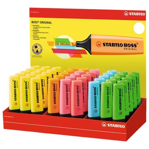 Szövegkiemelő display, 2-5 mm, STABILO "BOSS", vegyes színek