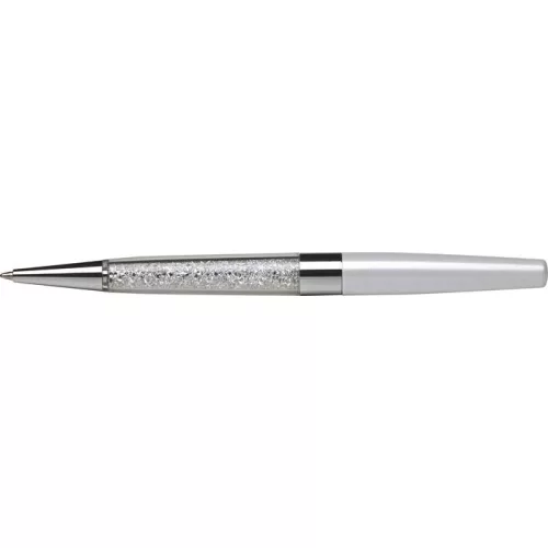 Golyóstoll, krémfehér, alul fehér SWAROVSKI® kristállyal töltve, 14cm, ART CRYSTELLA®