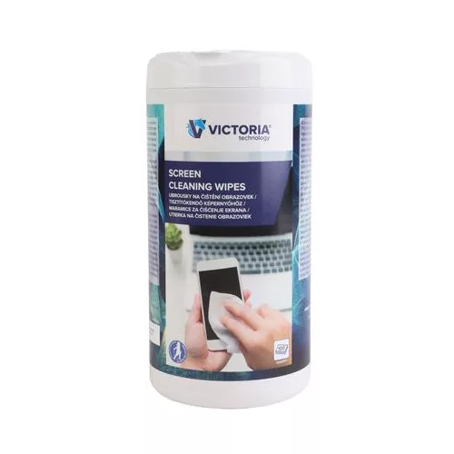 Tisztítókendő, képernyőhöz, 100 db, VICTORIA TECHNOLOGY