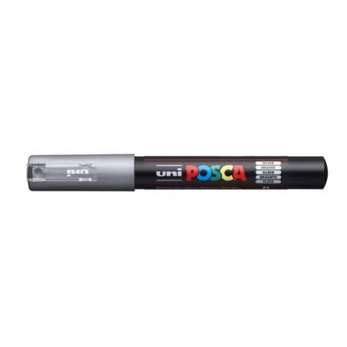 Dekormarker, 0,7-1,0 mm, UNI "Posca PC-1M", ezüst