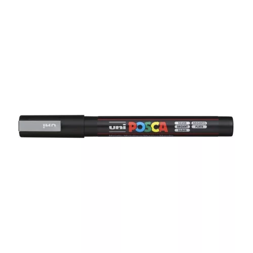 Dekormarker, 0,9-1,3 mm, UNI "Posca PC-3M", ezüst