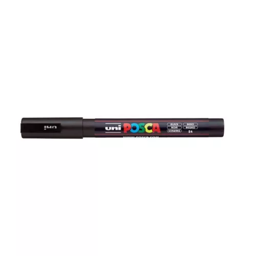 Dekormarker, 0,9-1,3 mm, UNI "Posca PC-3M", fekete