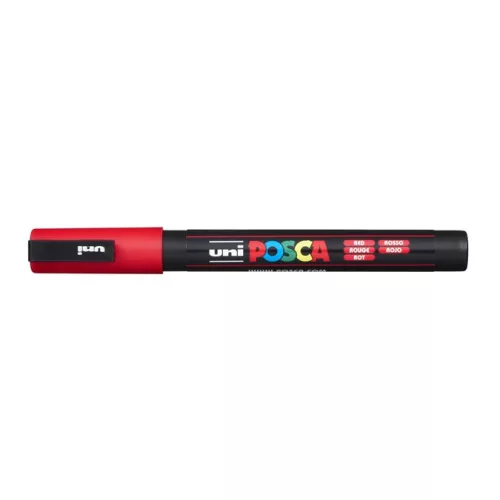 Dekormarker, 0,9-1,3 mm, UNI "Posca PC-3M", piros