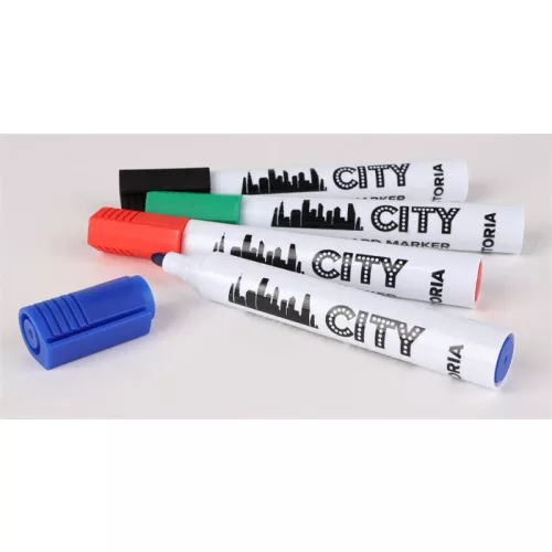 Táblamarker készlet, 1-3 mm, kúpos, VICTORIA VISUAL "City", 4 különböző szín