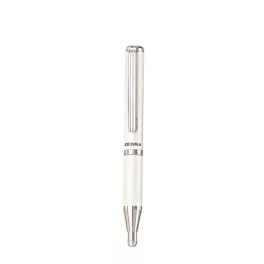   Golyóstoll, 0,24 mm, teleszkópos, metálfehér tolltest, ZEBRA "SL-F1", kék