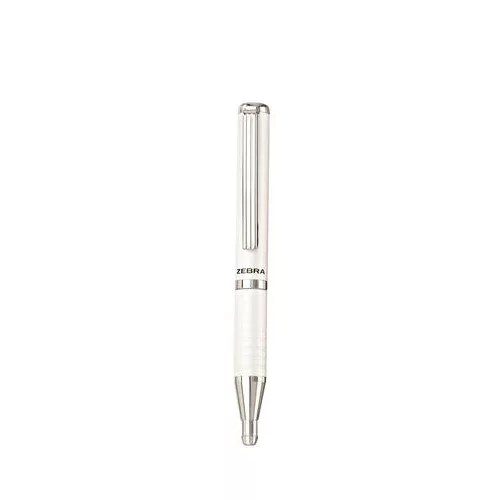 Golyóstoll, 0,24 mm, teleszkópos, metálfehér tolltest, ZEBRA "SL-F1", kék