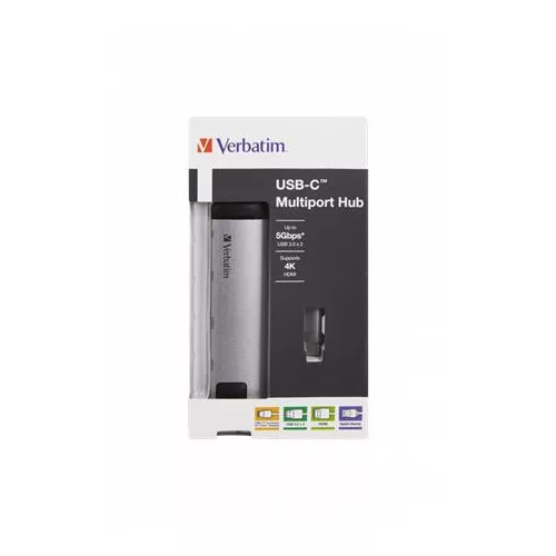 USB elosztó-HUB, USB-C/USB 3.0/HDMI/Ethernet, VERBATIM