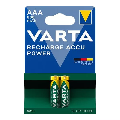 Tölthető elem, AAA mikro, 2x800 mAh, előtöltött, VARTA "Power"