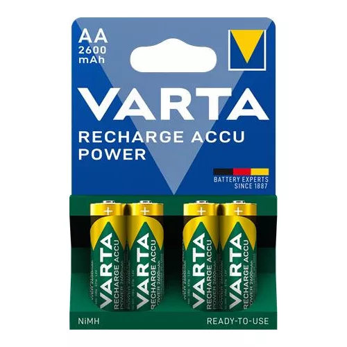 Tölthető elem, AA ceruza, 4x2600 mAh, előtöltött, VARTA "Power"