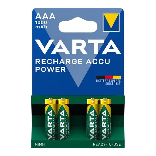 Tölthető elem, AAA mikro, 4x1000 mAh, előtöltött, VARTA "Power"
