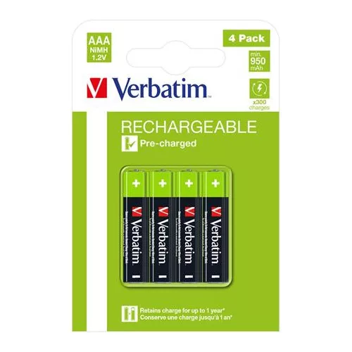 Tölthető elem, AAA mikro, 4x950 mAh, VERBATIM