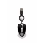 Egér, vezetékes, optikai, kisméret, USB, VERBATIM "Go Mini", ezüst-fekete