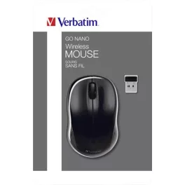   Egér, vezeték nélküli, optikai, közepes méret, USB, VERBATIM "Go", fekete