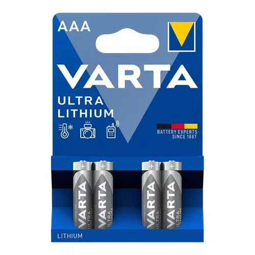 Elem, AAA mikro, 4 db, lítium, VARTA "Ultra Lithium"