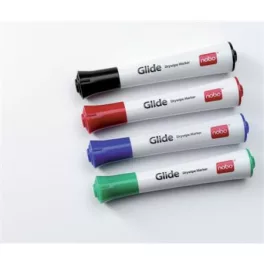   Tábla- és flipchart marker, 3 mm, kúpos, NOBO "Glide", 4 különböző szín